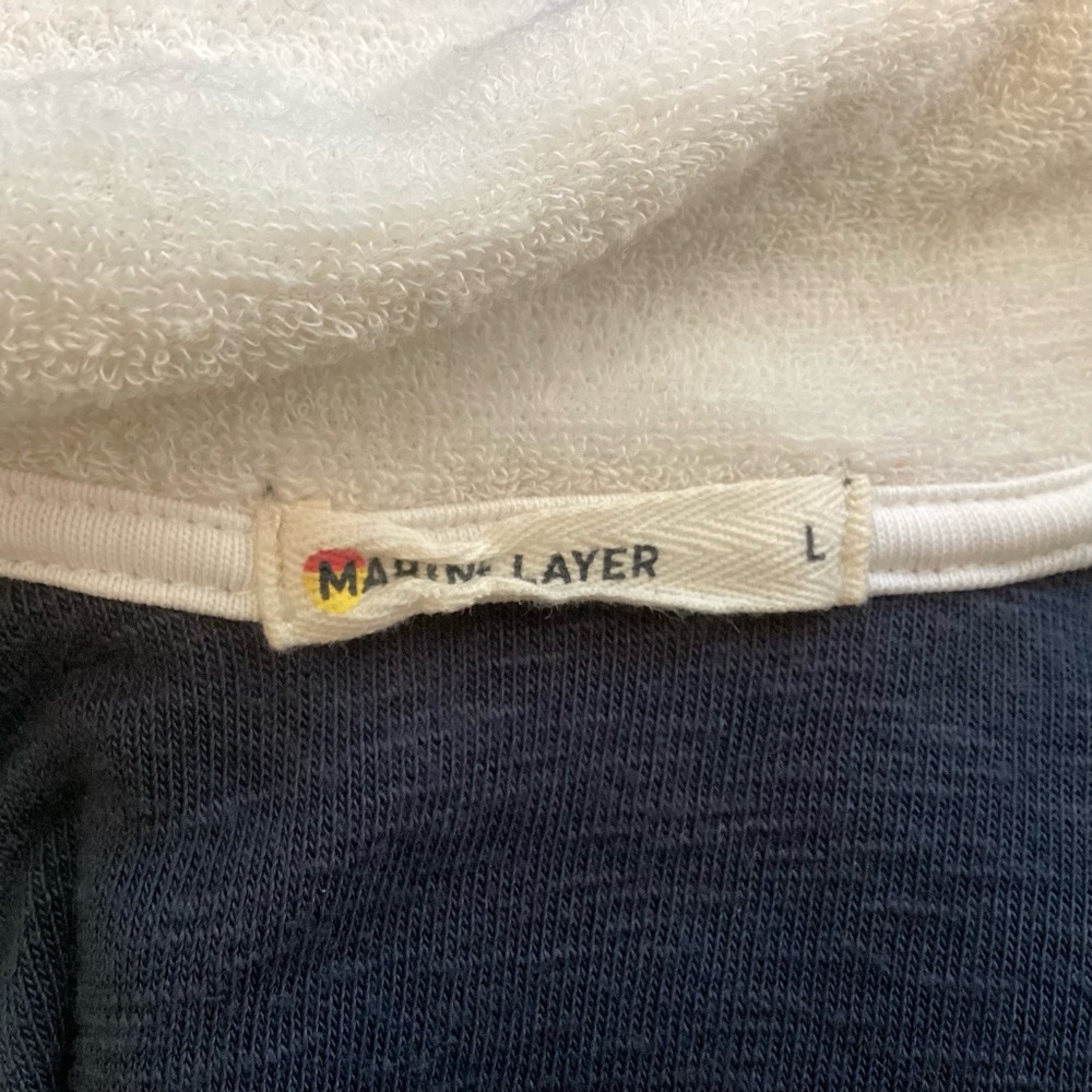 Marine Layer Terry Out Varsity Polo Top Indigo Lg - Picture 7 of 8